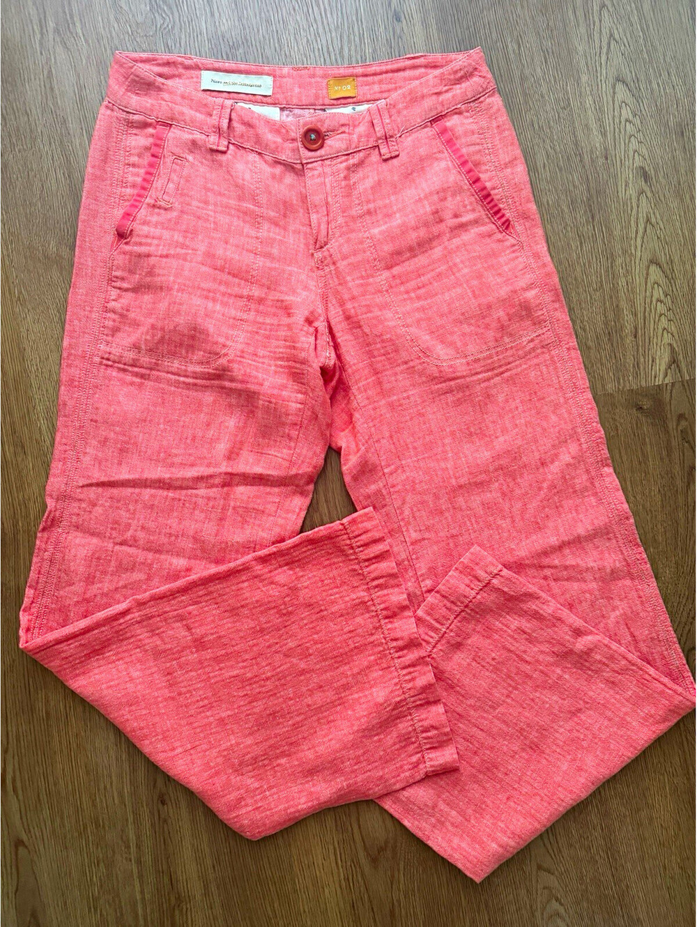 Anthropologie Pilcro Linen Pants Coral Salmon Wide Leg Trouser
